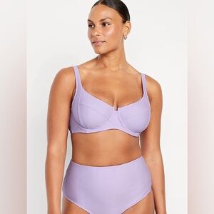 Lavender Underwire Bikini top with 2 High-Waisted Bikini Bottoms